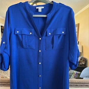 Calvin Klein Royal Blue Utility Blouse